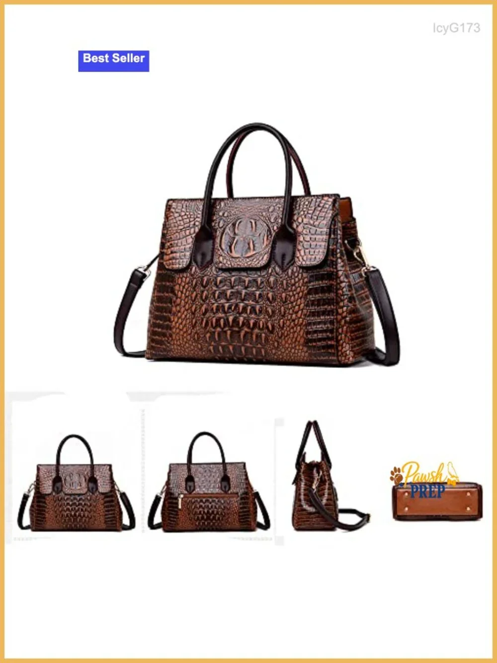 Women's Faux Leather Satchel Handbag Top Handle Crossbody Shoulder Bag